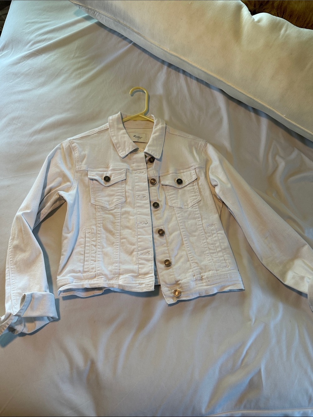 KanCan White Denim Jacket with Button-Front